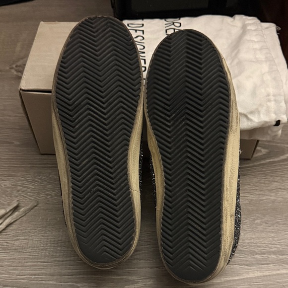 Golden Goose Deluxe Brand Super-Star Sneakers Black Silver Glitter Size 10 - Picture 8 of 12